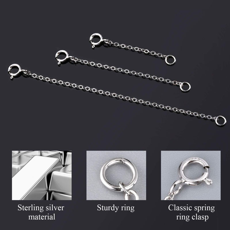 ALEXCRAFT Neckalce Extenders White Gold Plated 925 Sterling Silver Chian Extension Necklace Bracelet Anklet Extenders Jewelry for Crfatï¼ˆ1 2 3 inchï¼‰ - Image 3